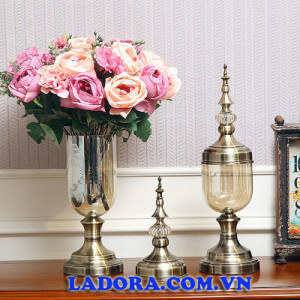 bộ lọ hoa thủy tinh đẹp trang trí nhà tại ladora shop
