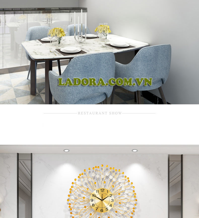 trang trí phòng khách đẹp với đồng hồ treo tường tại ladora shop ở hà nội