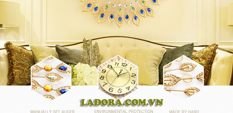 đồng hồ chim công trang trí đẹp tại ladora shop