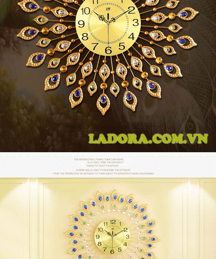 trang trí phòng khách với đồng hồ chim công tại shop đồ decor ladora ở hà nội