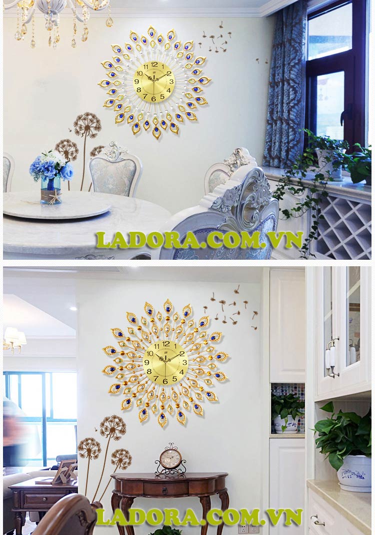 đồng hồ chim công trang trí đẹp tại ladora shop