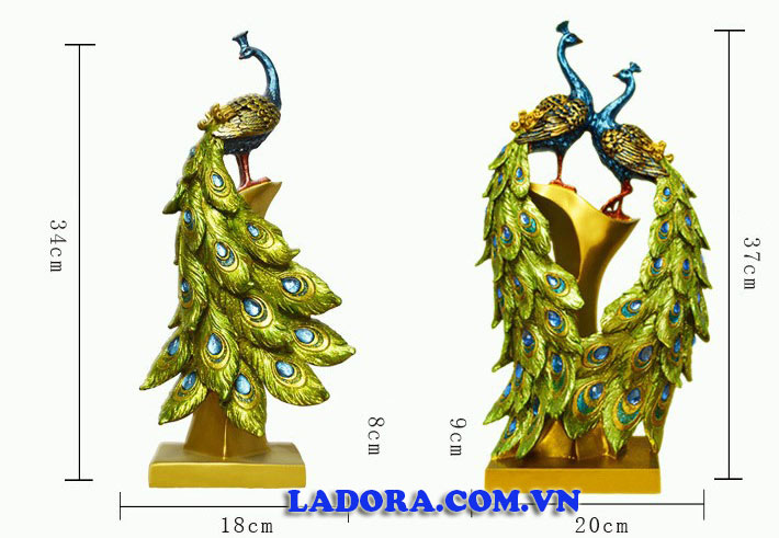 kích thước cặp đôi chim công tại ladora shop ở hà nội