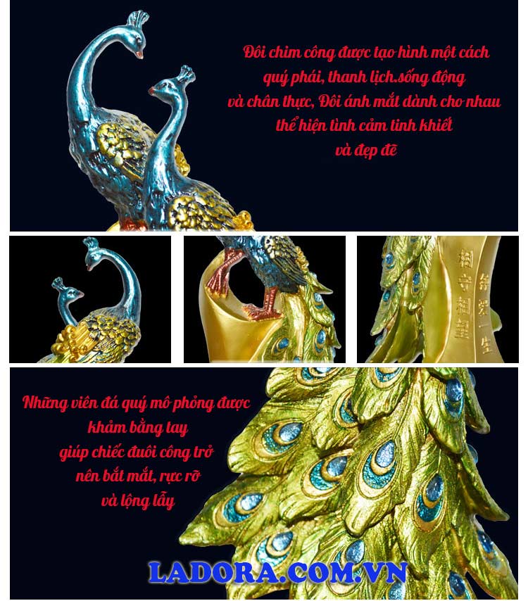 cặp đôi chim công trang trí phòng khách đem lại hạnh phúc tại ladora shop ở hà nội