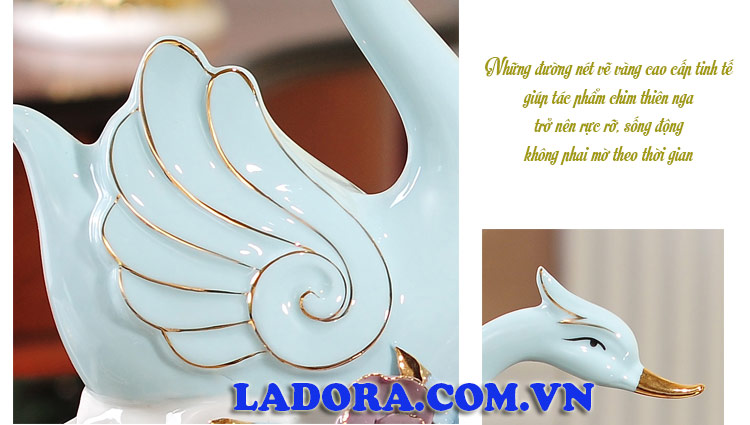 gia đình chim thiên nga gốm sứ trang trí được vẽ vàng cao cấp tại ladora shop