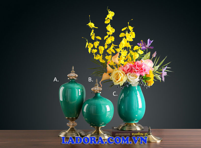 bộ lọ hoa trang trí tân cổ điển tại ladora shop