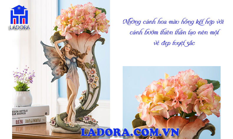 những cánh hoa đẹp trên bình tiên nữ tại ladora shop đồ decor trang trí