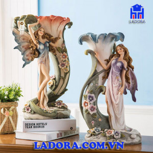 lọ hoa lụa tiên nữ trang trí tại shop đồ decor ladora