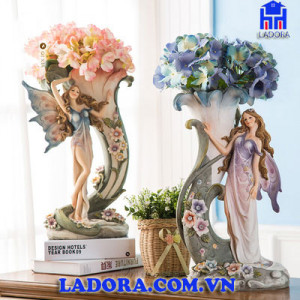 lọ hoa lụa tiên nữ trang trí tại shop đồ decor ladora