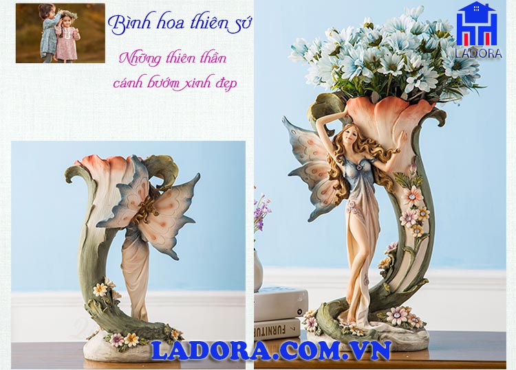 bình hoa đẹp với tạo hình thiên thần cánh bướm tại ladora shop