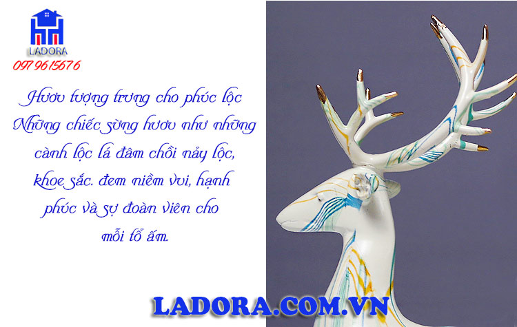 cặp hươu trang trí với đôi sừng trên đầu đem lại tài lộc may mắn - ladora shop đồ decor trang trí
