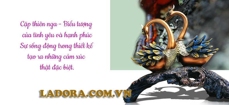 đồ trang trí phòng khách đôi chim thiên nga biểu trưng cho tình yêu và hạnh phúc - ladora shop