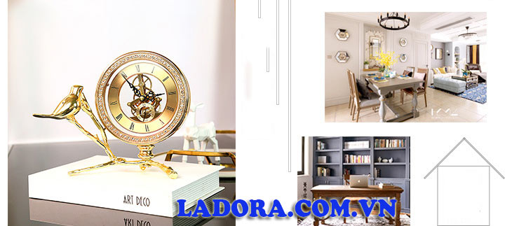 đồng hồ để bàn trang trí phòng khách, bàn làm việc sang trọng tại ladora shop