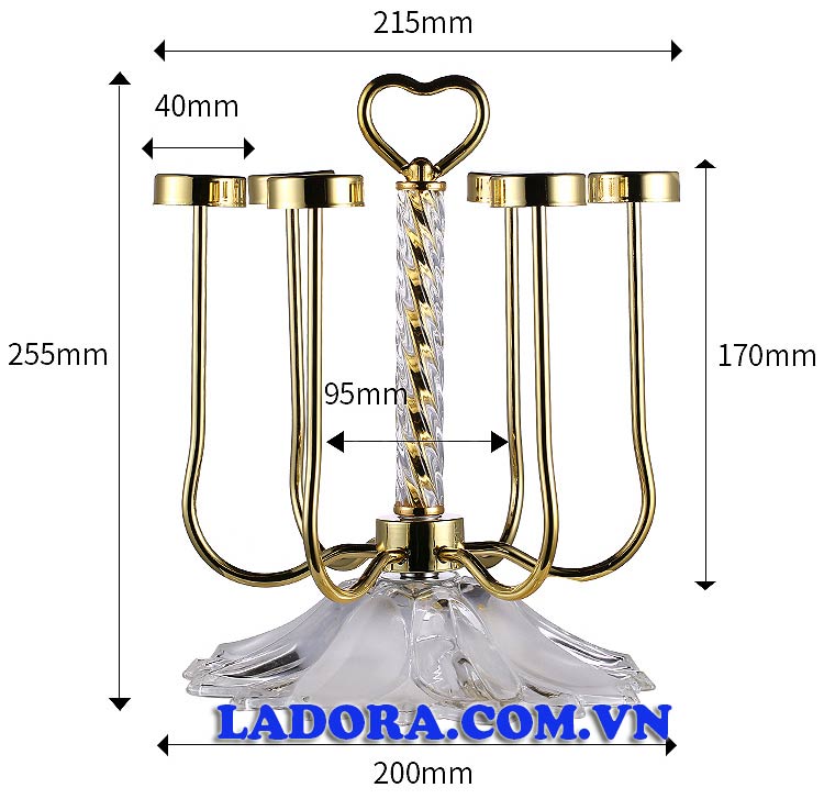 kích thước giá úp cốc trang trí để bàn tại ladora shop