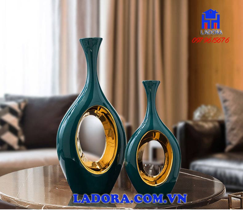 lọ hoa gốm sứ đẹp trang trí văn phòng làm việc tại ladora shop đồ decor trang trí