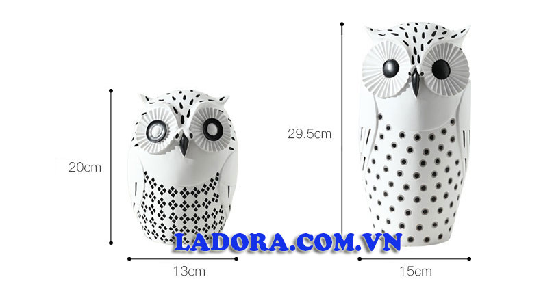 kích thước cặp đôi cú mèo trang trí tại Ladora Shop