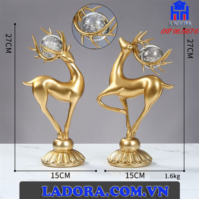 kích thước cặp hươu decor trang trí tại ladora shop