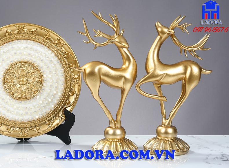 decor trang trí nội thất nhà đẹp cặp hươu may mắn - ladora shop đồ trang trí