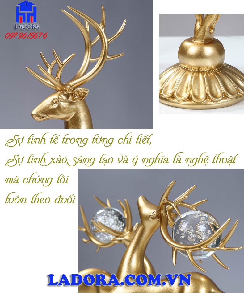 sự tinh tế trong từng chi tiết của cặp hươu trang trí - ladora shop decor trang trí ở hà nội