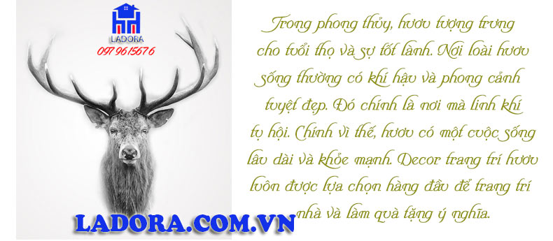 Cặp hươu tượng trưng cho tuổi thọ và sự tốt lành - ladora shop decor trang trí