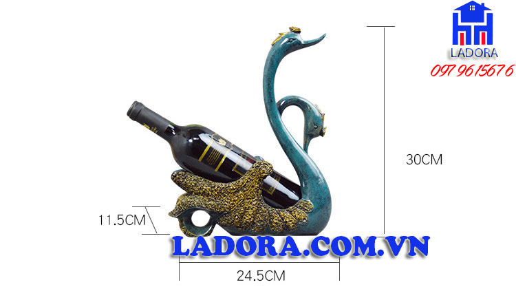 kích thước decor trang trí nội thất kệ rượu chim thiên nga tại ladora shop