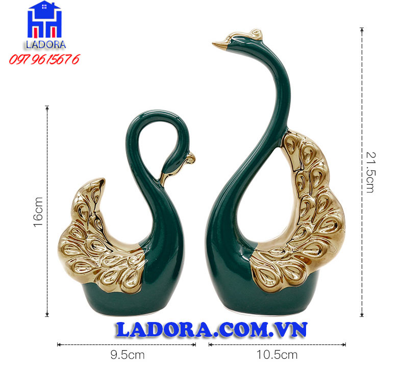 kích thước cặp chim thiên nga tại ladora shop