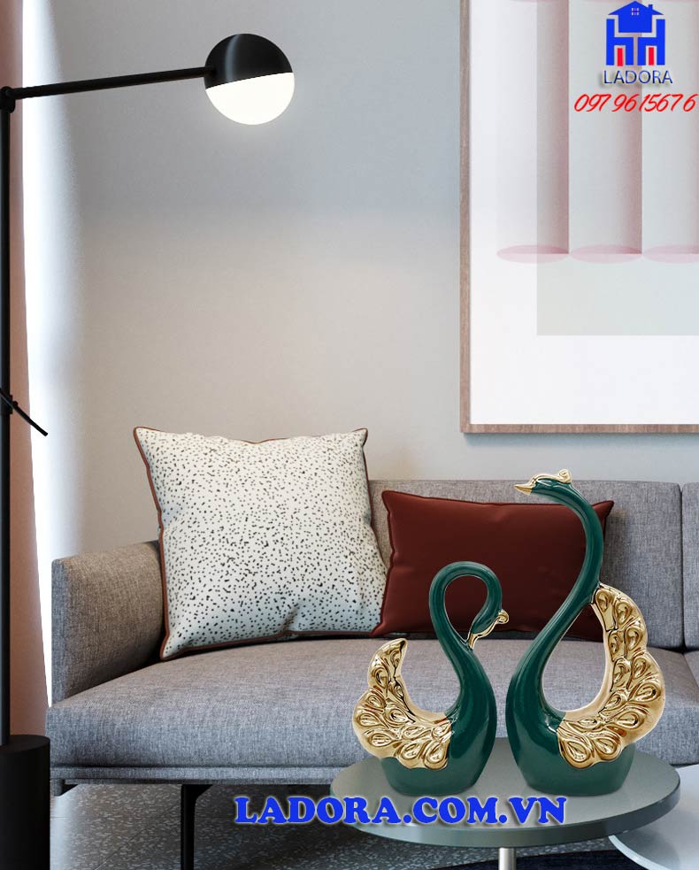 đôi chim thiên nga trang trí decor phòng khách đẹp tại ladora shop