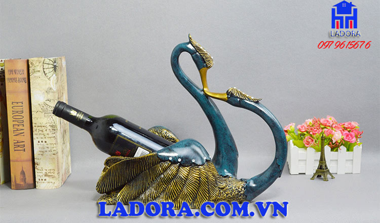 giá để rượu vang đôi chim thiên nga trang trí tại ladora shop đồ decor ở hà nội