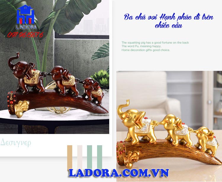 ba chú voi - decor trang trí nội thất biểu tượng cho một gia đình hạnh phúc - ladora shop