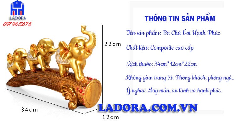 kích thước decor trang trí phòng khách gia đình voi tại ladora shop