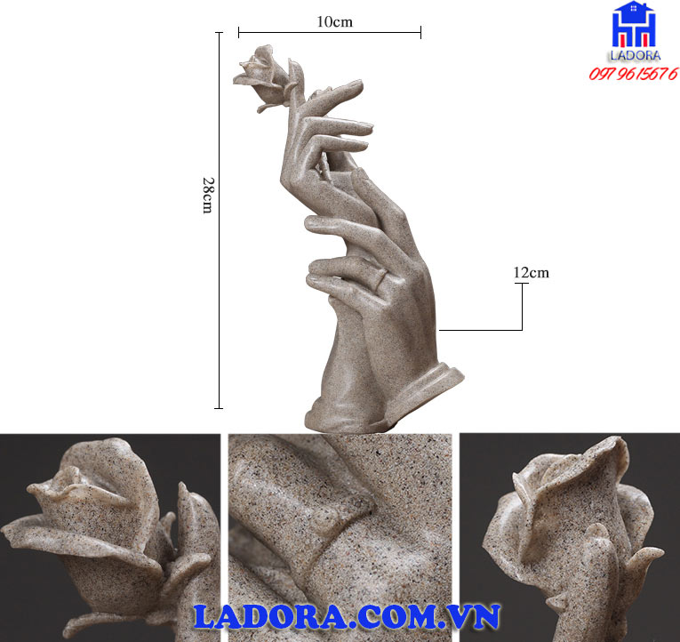 kích thước tượng nghệ thuật đôi tay tình nhân tại ladora shop