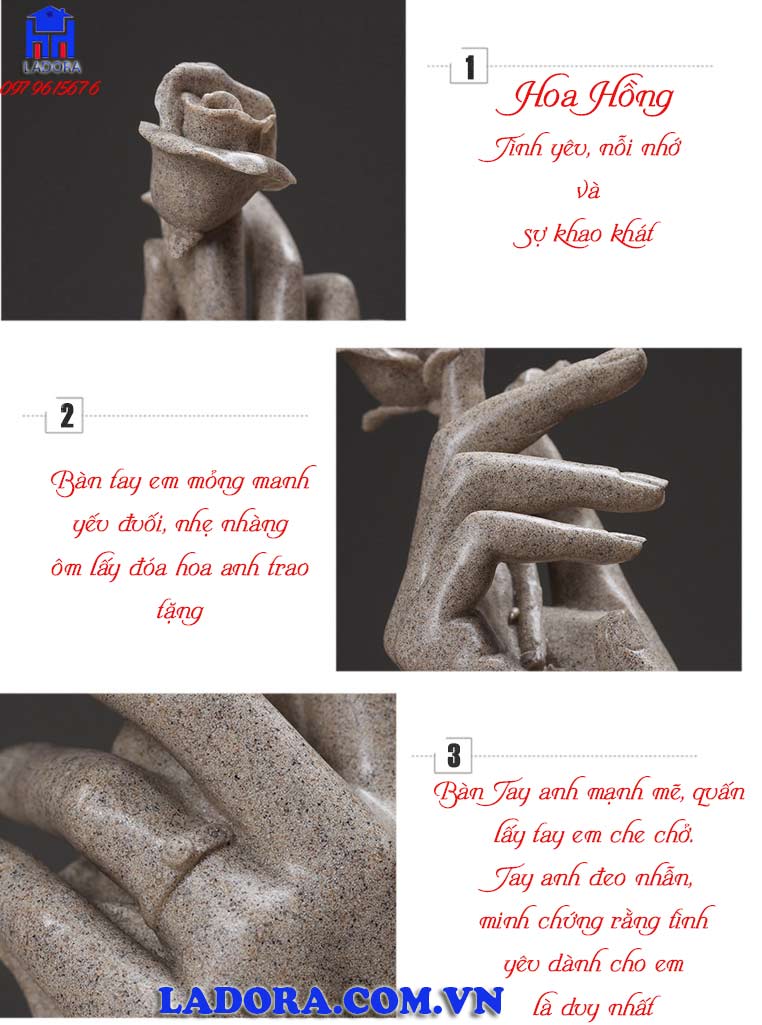 tượng nghệ thuật đôi bàn tay thể hiện tình cảm sâu sắc của chàng trai dành cho cô gái - ladora shop