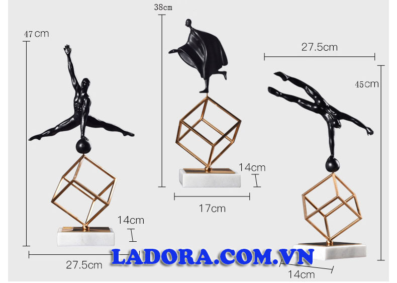 kích thước tượng decor trang trí người chơi thể thao tại ladora