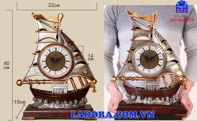 kích thước sản phẩm đồng hồ thuyền buồm tại ladora