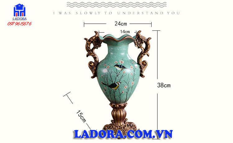 kích thước và chất liệu của bình hoa trang trí BG064 tại ladora