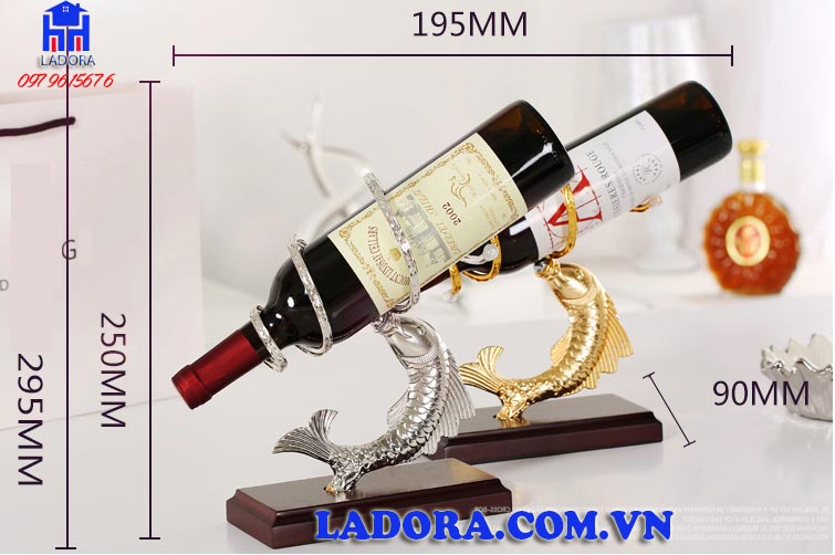 kích thước và chất liệu của giá rượu vang để bàn cá chép tại ladora shop