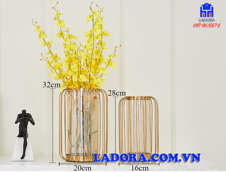 kích thước lọ thủy tinh cắm hoa tại ladora shop