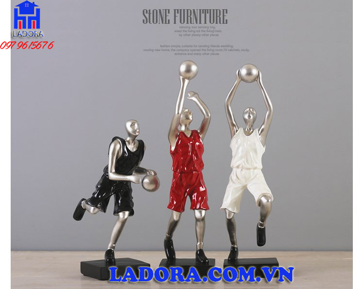 tượng decor trang trí nhà đẹp người chơi bóng rổ