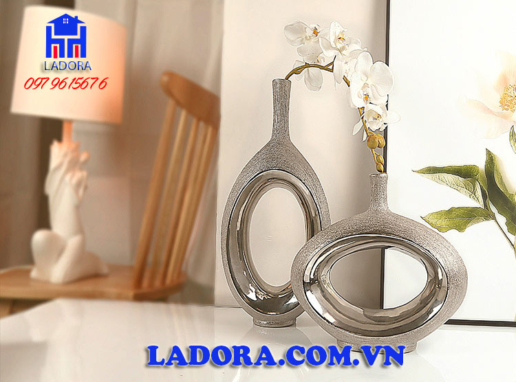decor trang trí nội thất cặp bình gốm trang trí tại ladora shop