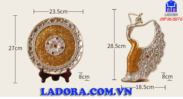 kích thước bộ tượng trang trí decor tại ladora shop