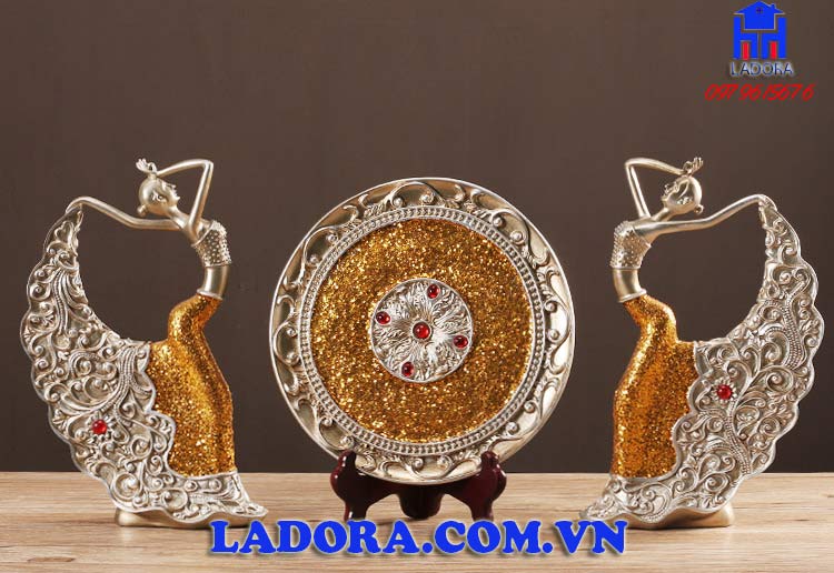 đồ decor đẹp tượng cô gái khiêu vũ dạ hội khắc họa sinh động điệu múa uyển chuyển