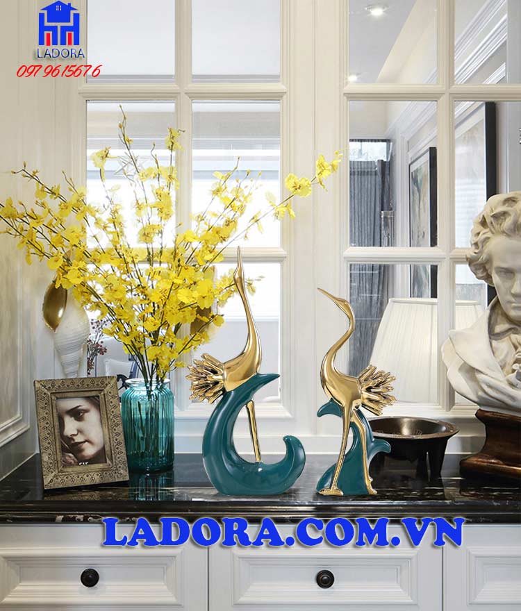 đồ decor đẹp chim hồng hạc biểu tượng của quyền quý