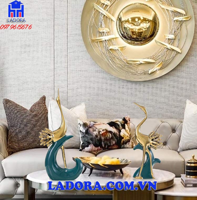 decor tượng chim hồng hạc biểu tượng của trường thọ