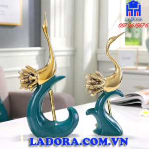 tượng decor trang trí đôi chim hồng hạc tại ladora