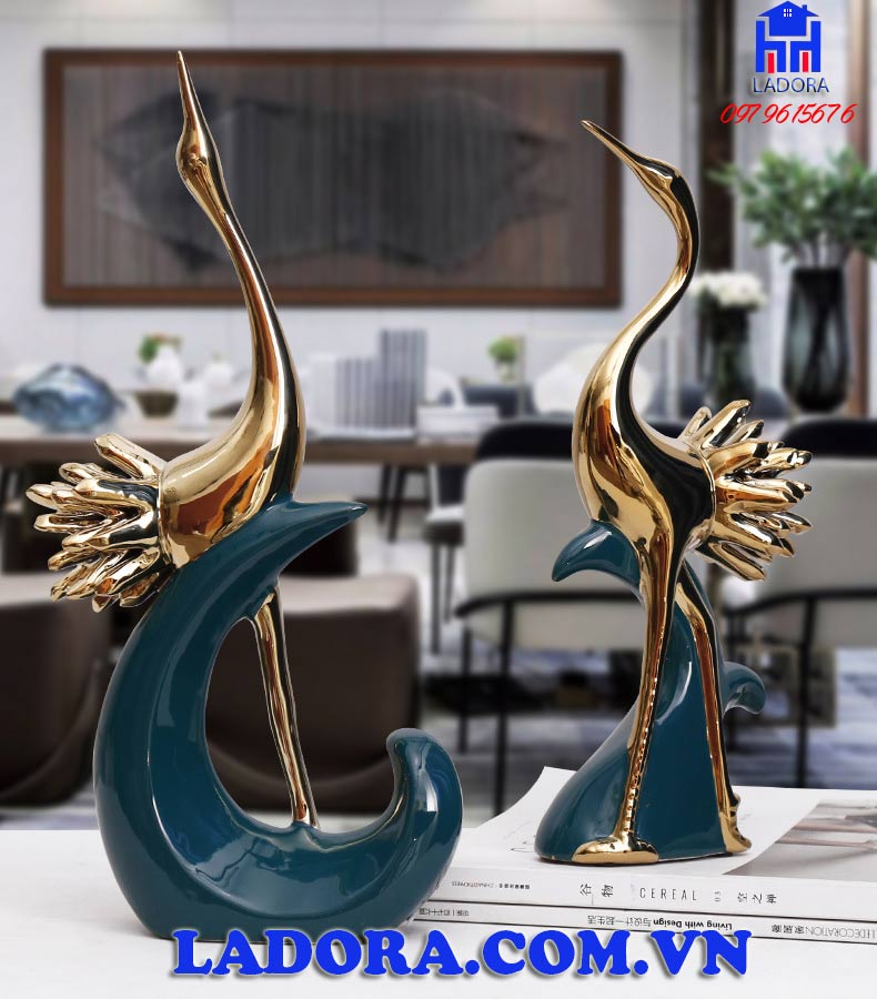 đồ decor trang trí tượng chim hồng hạc đẹp và thanh nhã trong không gian nội thất
