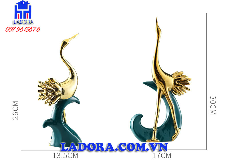 kích thước đôi chim hồng hạc decor trang trí nhà đẹp tại ladora