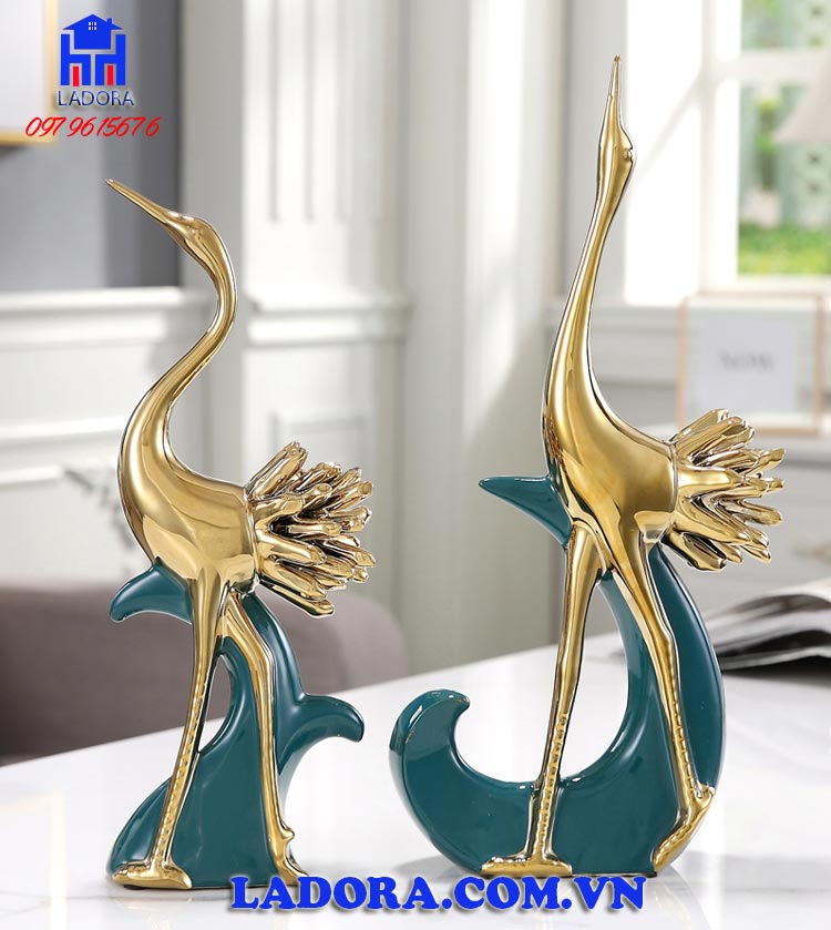 quà tặng ý nghĩa với đôi chim hồng hạc decor tại ladora
