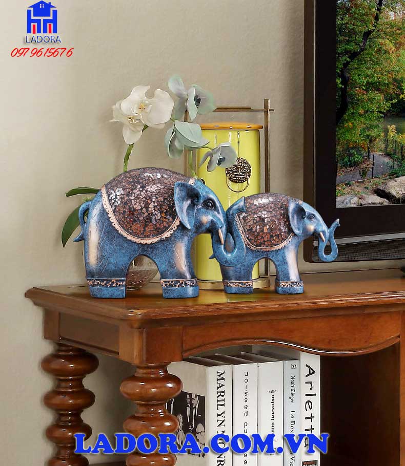 đồ decor nội thất cặp voi may mắn tại ladora shop