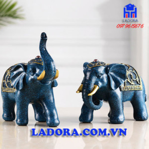 decor trang trí cặp voi thịnh vượng tại ladora shop