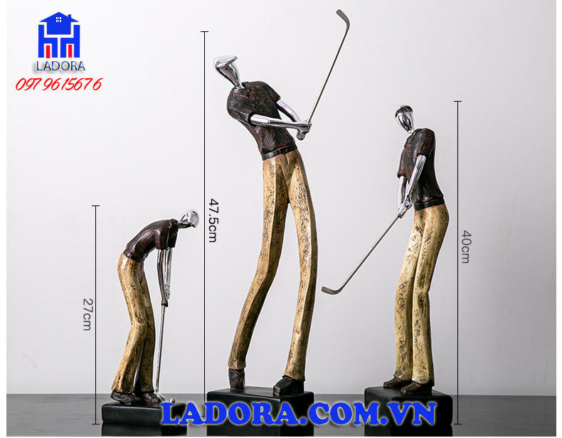 kích thước bộ đồ decor trang trí nhà đẹp tượng người chơi golf tại ladora