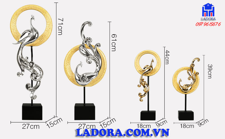 kích thước tượng chim phượng hoàng trang trí tại ladora shop